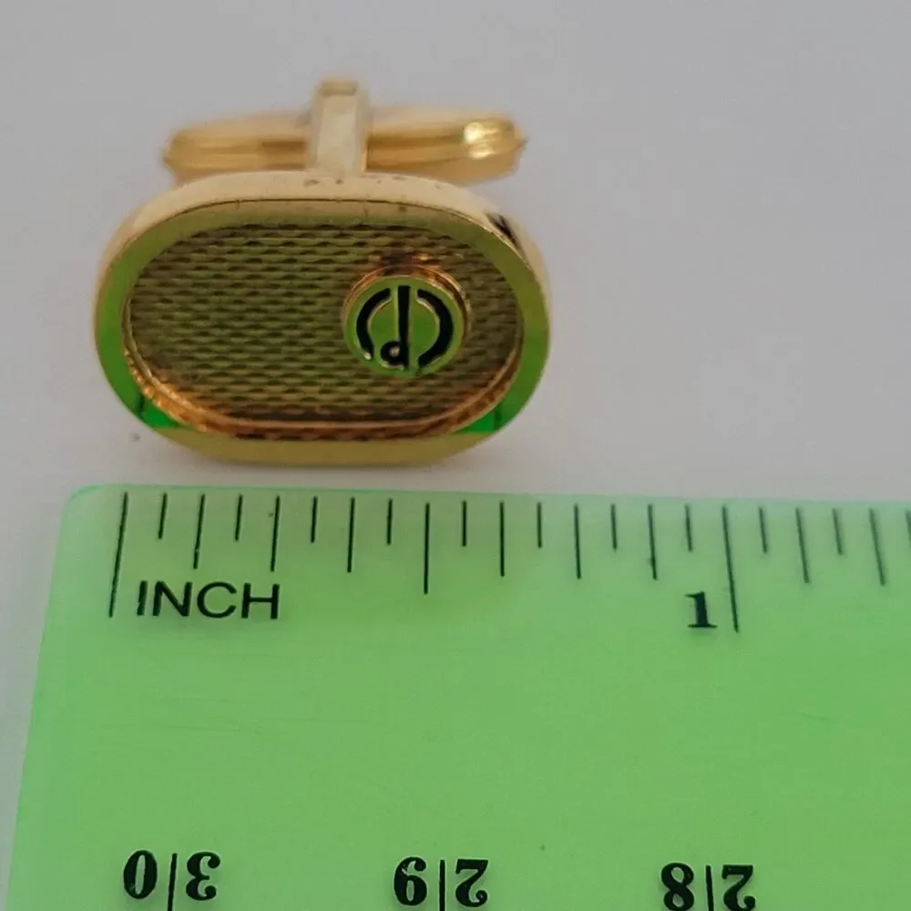 Dunhill D Cufflinks Gold Tone Logo Oval‎ Designer Logo Vintage Retro